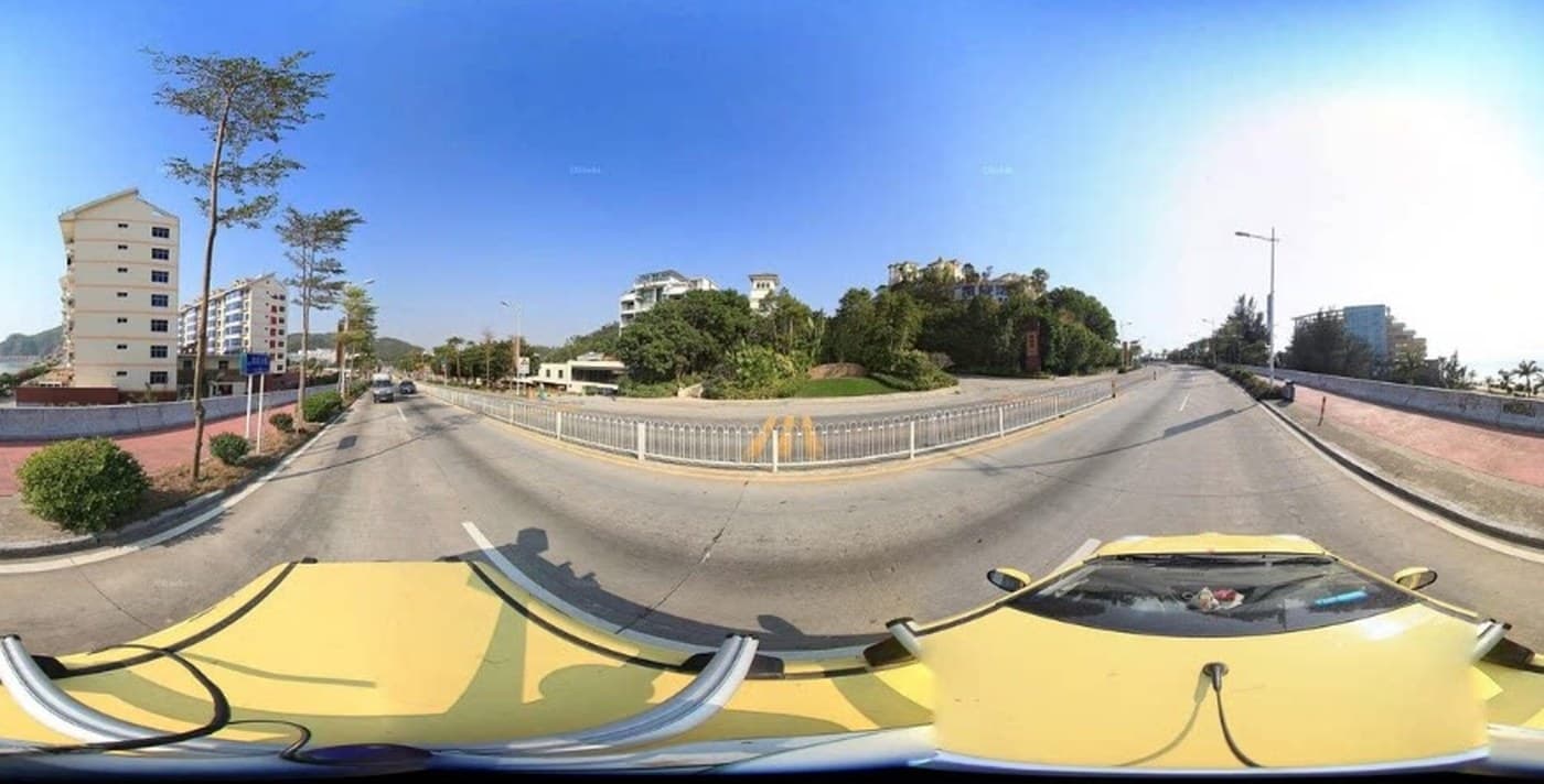 Street-level panorama before processing